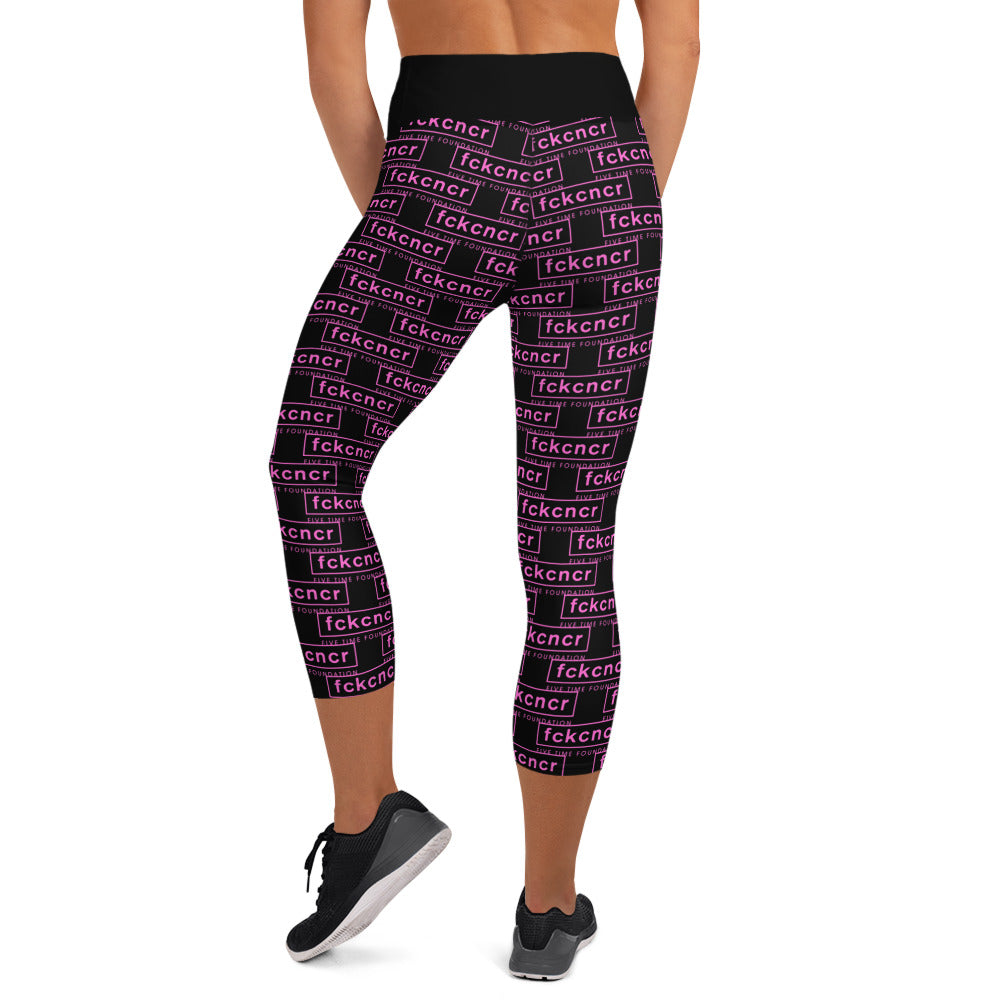 All over Fckcncr Yoga Capri Leggings Pink Edition