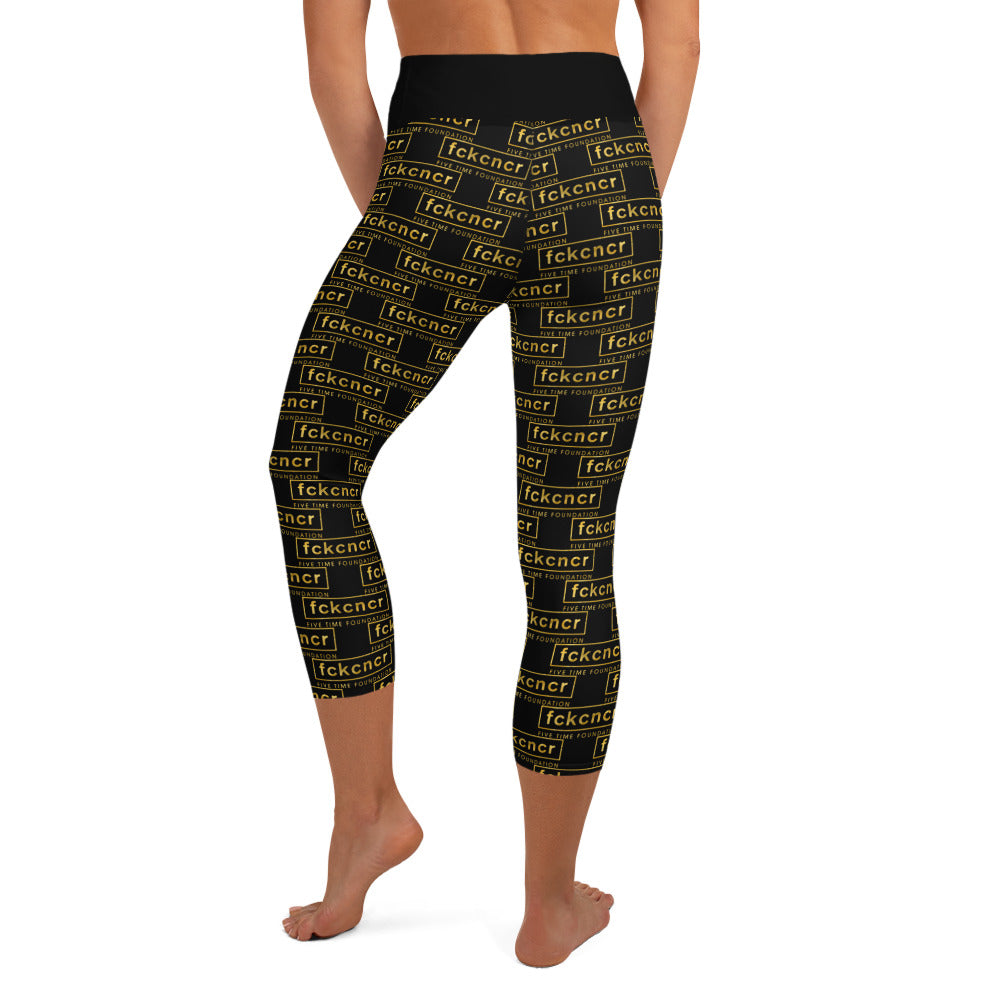 All over Fckcncr Yoga Capri Leggings Gold/Yellow Edition