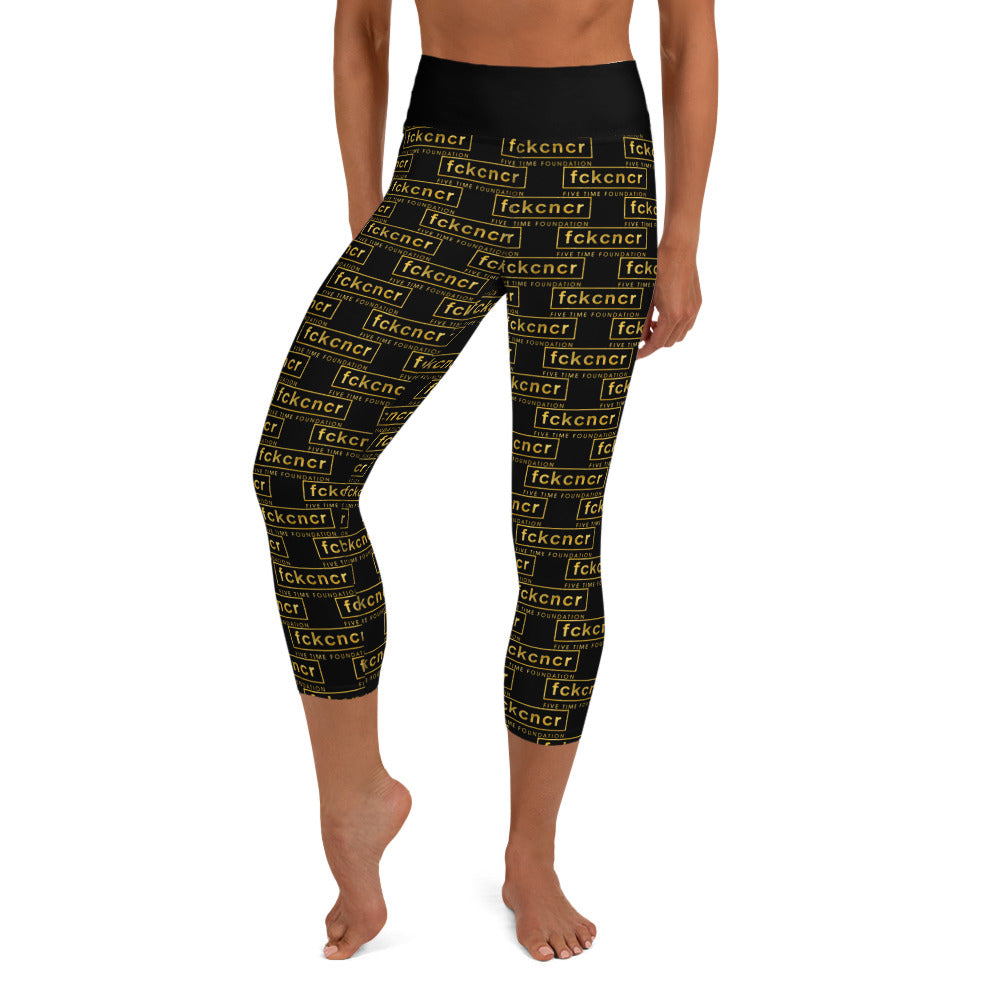 All over Fckcncr Yoga Capri Leggings Gold/Yellow Edition