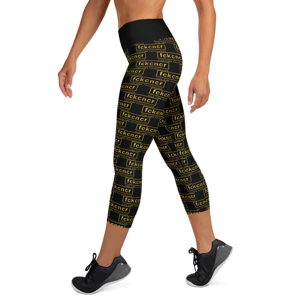 All over Fckcncr Yoga Capri Leggings Gold/Yellow Edition