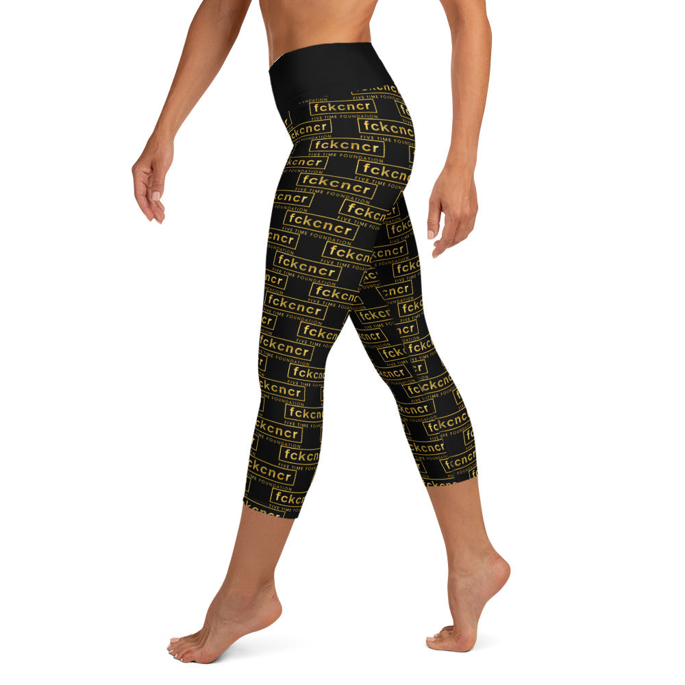 All over Fckcncr Yoga Capri Leggings Gold/Yellow Edition