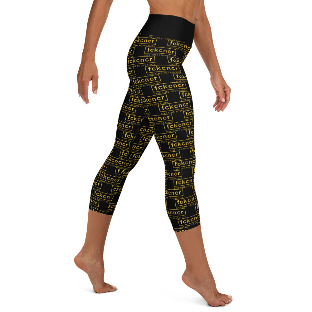 All over Fckcncr Yoga Capri Leggings Gold/Yellow Edition